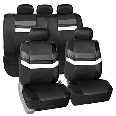 Fh Group Leather Full Set Seat Covers Gray Airbag Safe Pu006gray115
