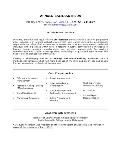 Fashion buyer cover letter no experience. Buying Assistant Resume Sample