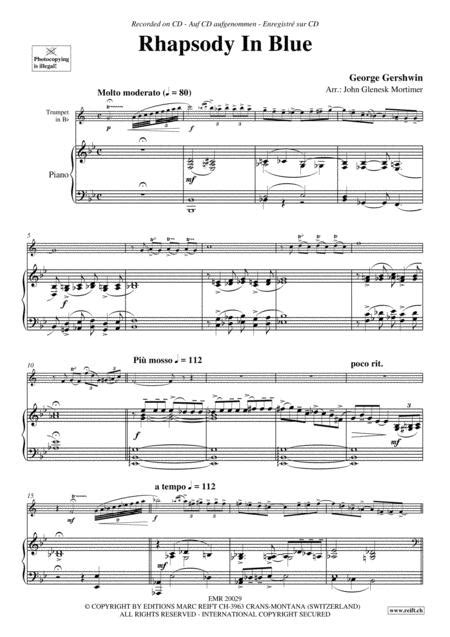 Sheet Music Rhapsody In Blue Trumpet Piano