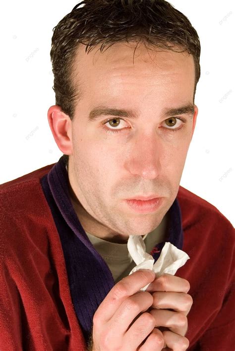 Young Man Feeling Sick Person Tissue Hygienic Photo Background And