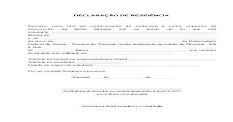 DeclaraÇÃo De ResidÊncia Portalufvbr · DeclaraÇÃo De ResidÊncia