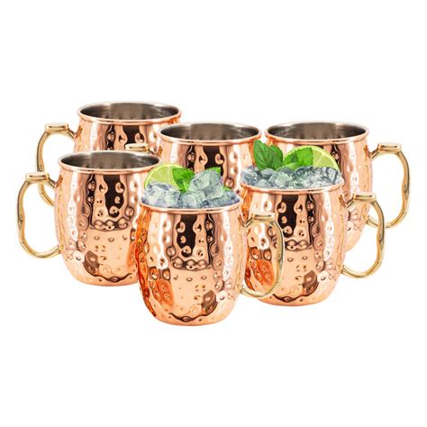 Buy Kitchen Science Moscow Mule Mugs Stainless Steel Lined Copper Moscow Mule Cups Set Of 6