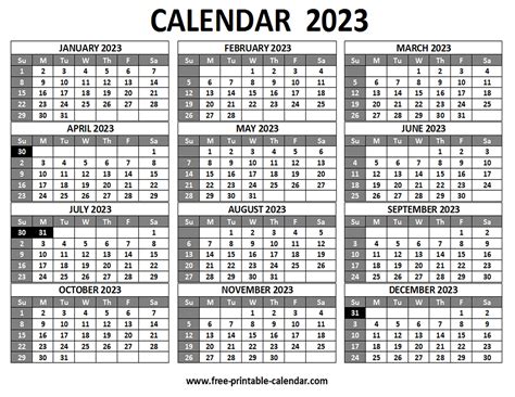 Printable 2023 Calendar Free Printable
