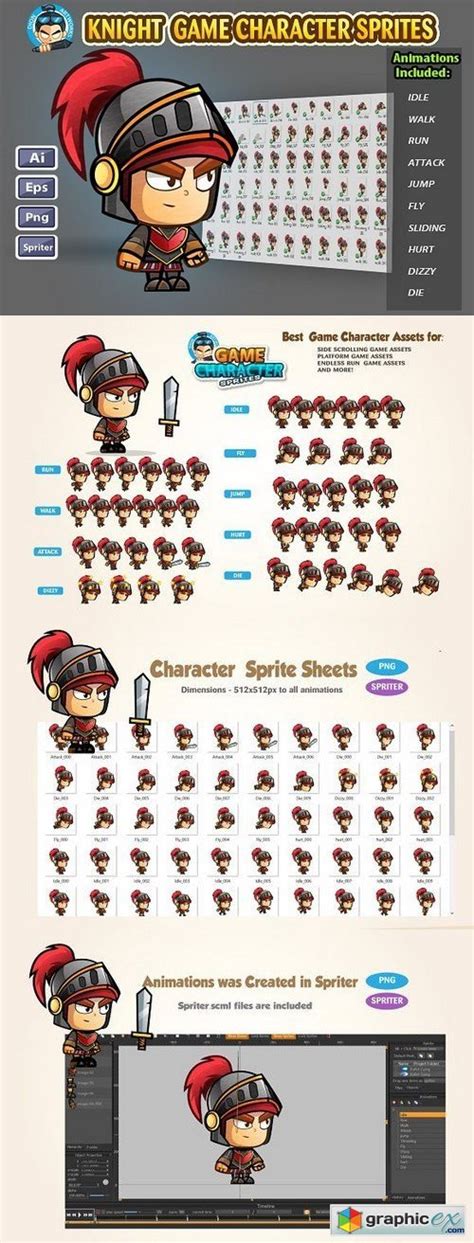 Knight 2d Game Character Sprites Free Download Vector Stock Image