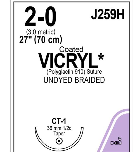 Suture Vicryl 20 70cm J259h Box36