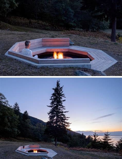 An Outdoor Fire Pit Designed To Take Advantage Of The Ocean Views