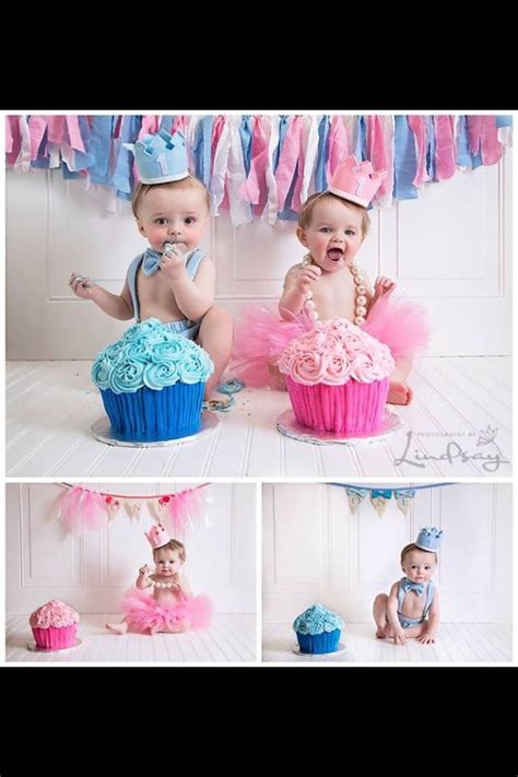 Idea For Twins Smash Cake Sesh Twin Birthday Cakes Twins 1st