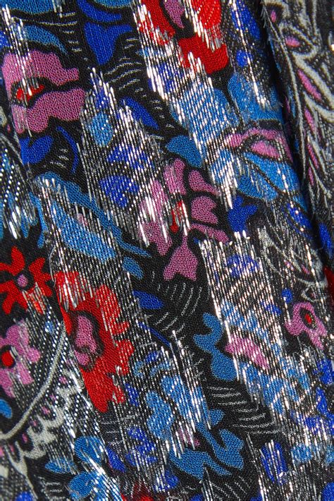 Blue Marayli Printed Fil Coupé Silk And Lurex Blend Midi Dress Isabel