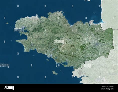 Région De La Bretagne France True Color Image Satellite Photo Stock