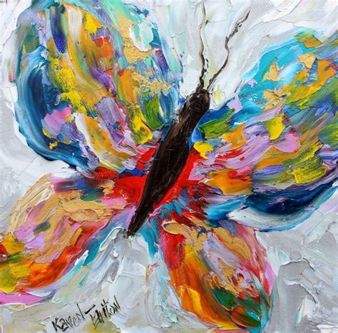 Butterfly Painting Original Oil Abstract Palette Knife Etsy