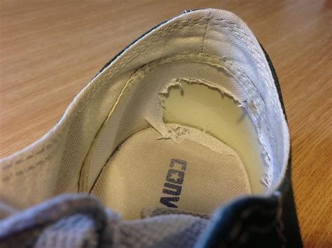 how to fix the worn out heel linings in your ragged shoes and sneakers—macgyver style upcycle