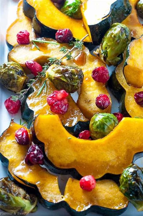 Honey Balsamic Roasted Acorn Squash And Brussels Sprouts Recipe
