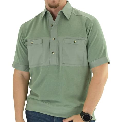 Solid Knit Banded Bottom Shirt Woven Chest Panel With Two Pockets