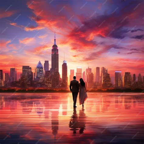 Premium AI Image | Twilight's Embrace A Mesmerizing Sunset Skyline