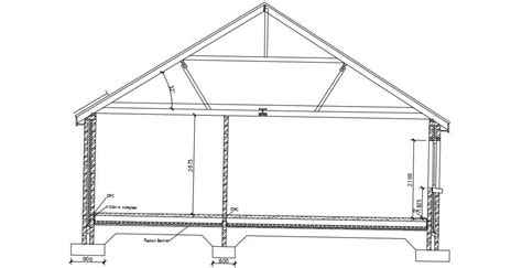 Sloping Roof Section Design With Truss Autocad File Free Cadbull