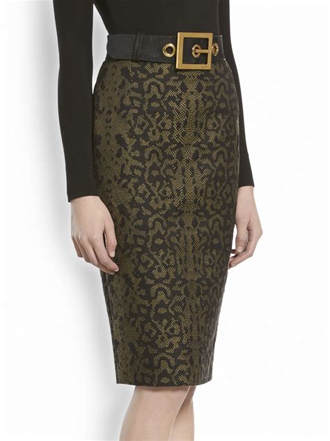 Gucci Jacquard Lace Pencil Skirt In Green Lyst
