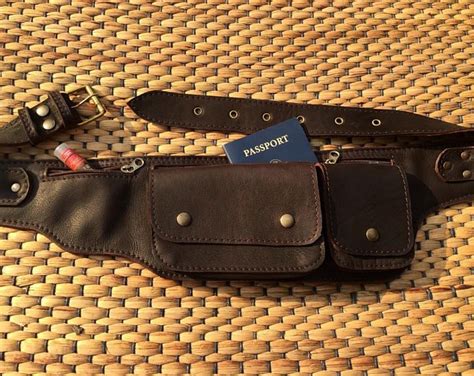 Hip Pack Leather Utility Belt Bomber Brown Rivet Design Etsy Leather