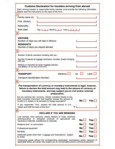 Free 13 Customs Declaration Form Samples In Pdf Ms Word Free Nude
