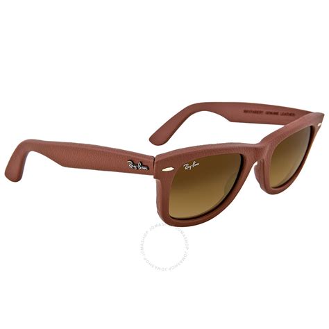 Ray Ban Wayfarer Leather Brown Gradient Brown Frame Sunglasses Wayfarer Ray Ban Sunglasses