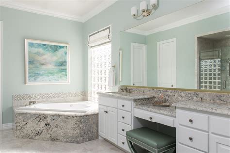 Barbara Gilbert Interiors Opulent Master Bathroom Remodel Seafoam Green Bathroom Bathroom