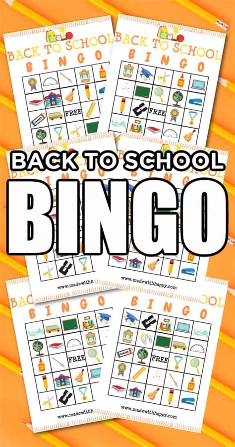 Back To School Bingo Free Printable Made With Happy