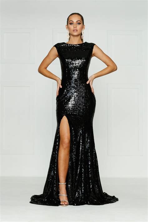 Black Sequin Prom Dress Black Sequin Gown Black Sequin Prom Dress Long Black Sequin Dress