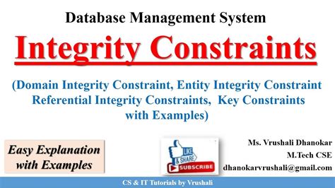 Dbms 16 Integrity Constraints Domain Entity Referential Integrity