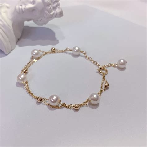 14k Gold Filled Pearl Bracelet Gold Layering Pearl Bracelet Etsy