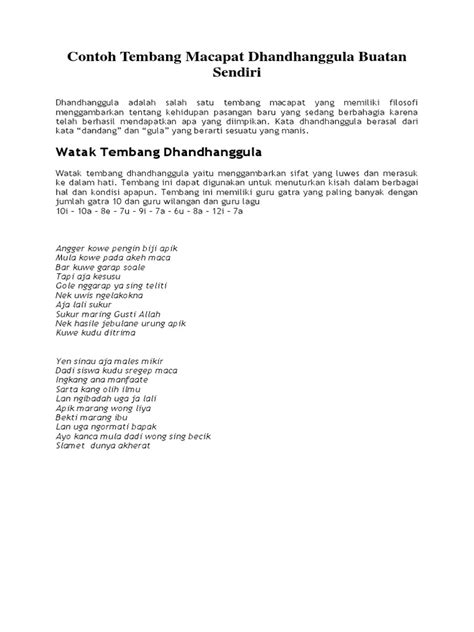 We did not find results for: Contoh Tembang Macapat Dhandhanggula Buatan Sendiri