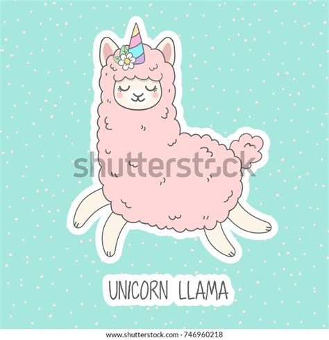 Cute Pink Fluffy Unicorn Llama Alpaca Stock Vector Royalty Free 746960218