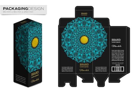 Packaging Box Design Template Layout With Mandala Premium Vector