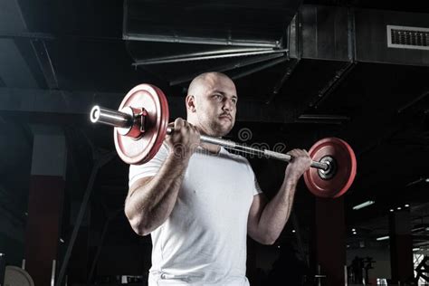 Male Athlete Lifts The Barbell Stock Image Image Of Active Body
