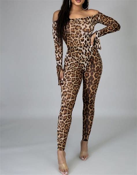 Leopard Print Bodysuit Leggings Set Leopard Print Fashion Outfits Print Bodysuit