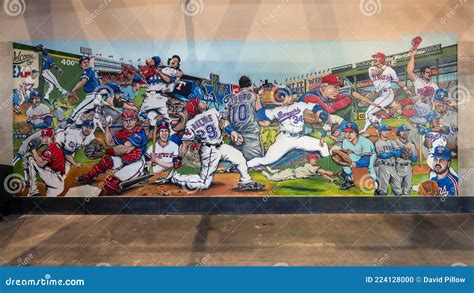 Energetic Sports Mural With All The Iconic Texas Rangers Players Inside