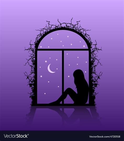 Girl Silhouette In The Window Royalty Free Vector Image