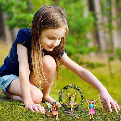 mood lab fairy garden kit miniature figurines with accessories swing