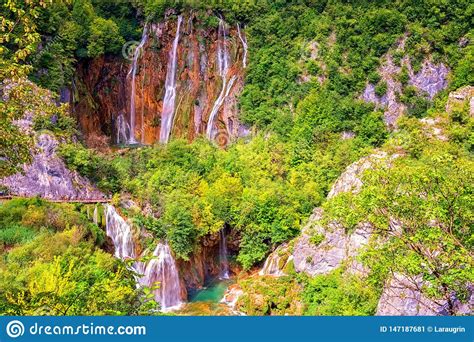 Scenic Summer Outdoor Travel Background Plitvice Lakes National Park