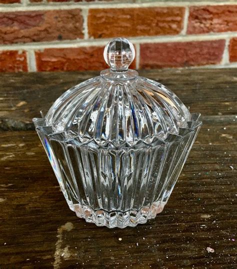 Crystal Oval Trinket Box With Lid Flared Sides Tapered Sides Etsy