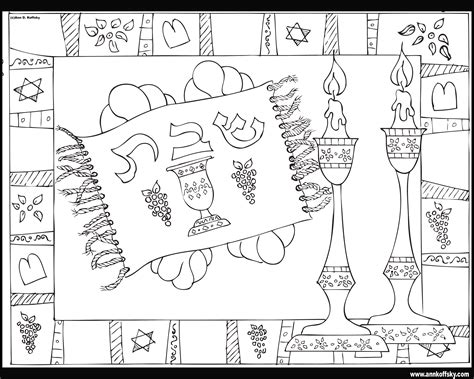Shabbat Coloring Page Ann D Koffsky