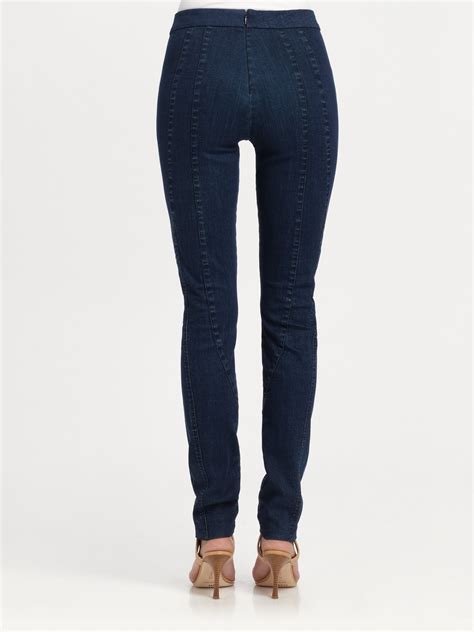 Donna Karan Second Skin Seamed Pants In Blue Lyst