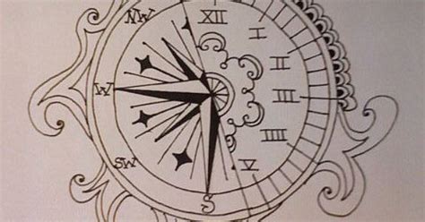 Half Clock Half Compass Really Like This Concept Tattoo Flash Tattoo Flash Pinterest