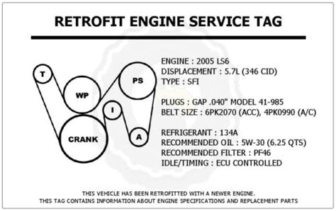 2005 Ls6 57l Cts V Retrofit Engine Service Tag Belt Routing Diagram
