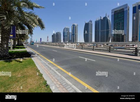 A Row Of Modern Skyscrapers Along Sheikh Zayed Road Dubai United Arab