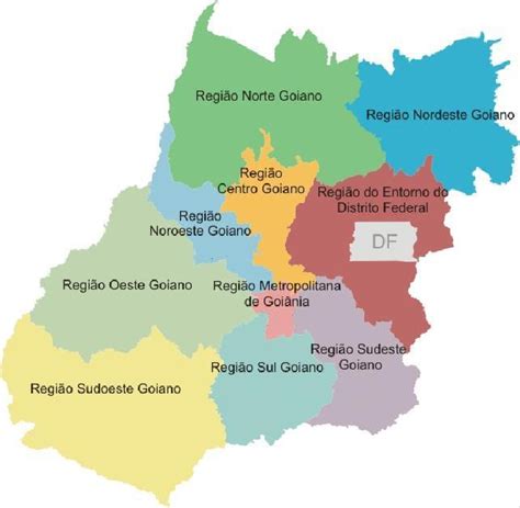 Cidade de goiás, município de goiás, goyaz, goiás velho (de); Distribuição das regiões administrativas do Estado de ...