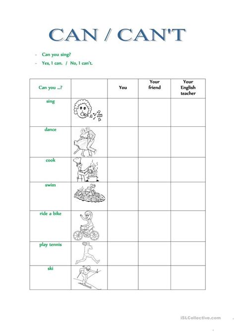 Can Cant Worksheet Free Esl Printable Worksheets Made By Teachers