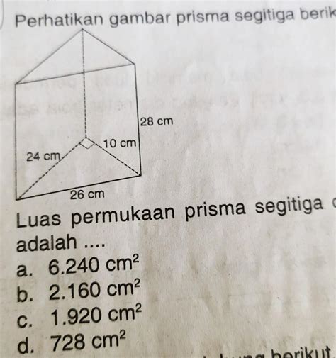 Contoh Soal Luas Permukaan Prisma Segitiga