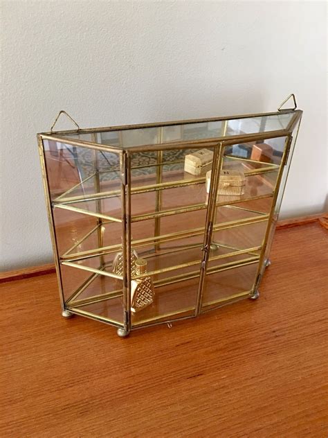 Vintage Brass And Glass Hanging Curio Cabinet Figurine Etsy