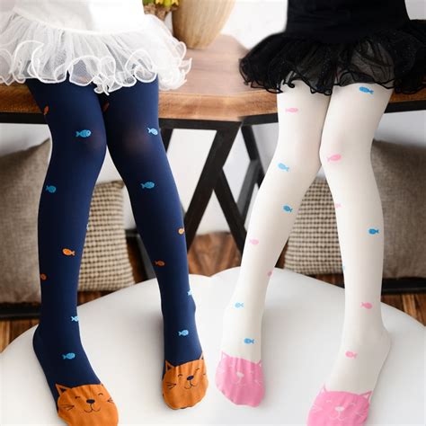2107 New Autumn Children Kids Pantyhose Stockings Girls Tights With Cat