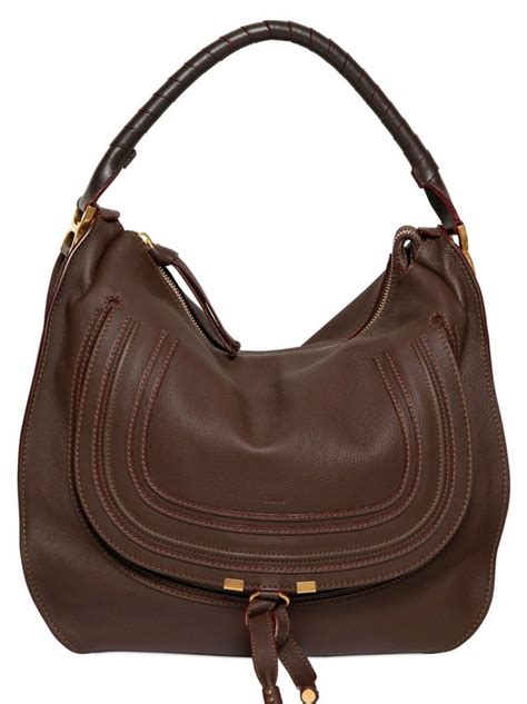 Chlo Large Marcie Textured Leather Hobo Bag In Brown Lyst