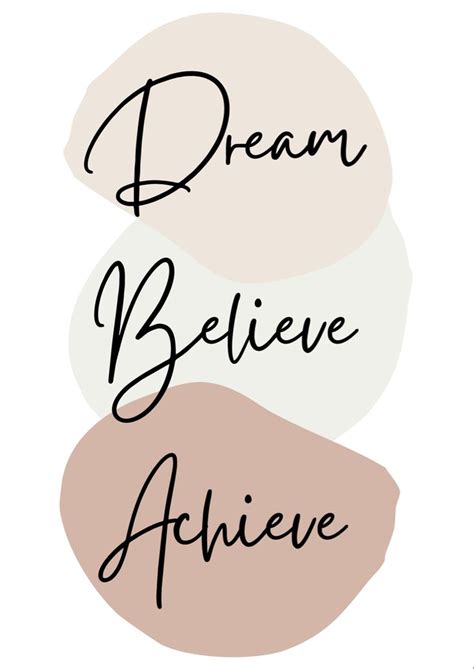 Dream Believe Achieve Inspirational Digital Print For Etsy Positive